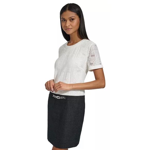 Karl Lagerfeld Paris Dresses & Skirts - Karl Lagerfeld Paris Womens Dress Lace & Tweed Colorblocked Sheath Sz 4 Luxury